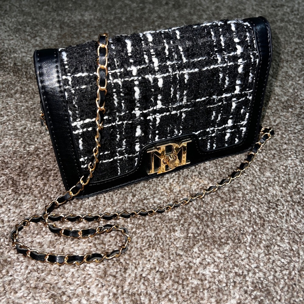 Badgley Mischa‎ Tweed Crossbody Chain Strap Shoulder Bag